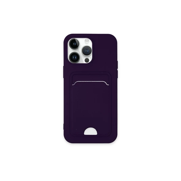 iPhone 14 Uyumlu Pro Max Kılıf Kelvin Kartvizitli Silikon - Derin Mor ürün görseli 1