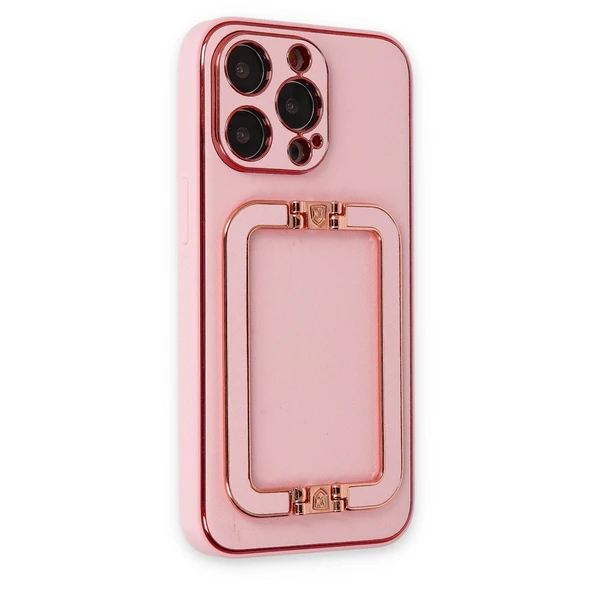 iPhone 13 Uyumlu Pro Max Kılıf Coco Elit Kapak - Pembe - Resim 2