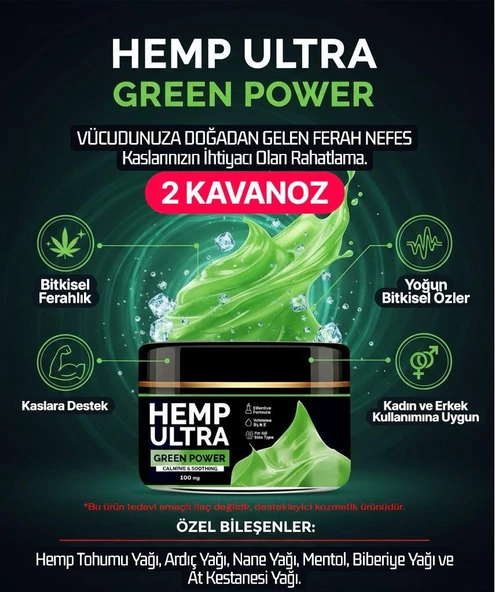 2 Kavanoz Green Power Hemp Cream Jel 2 x 100 Mg Krem ürün görseli 1