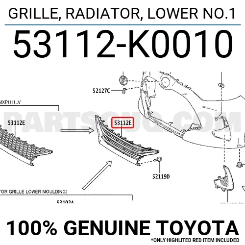 Toyota Yaris 2020-2024 Ön Tampon Panjuru Siyah (Tyg) (Oem No:53112K0010) ürün görseli 1