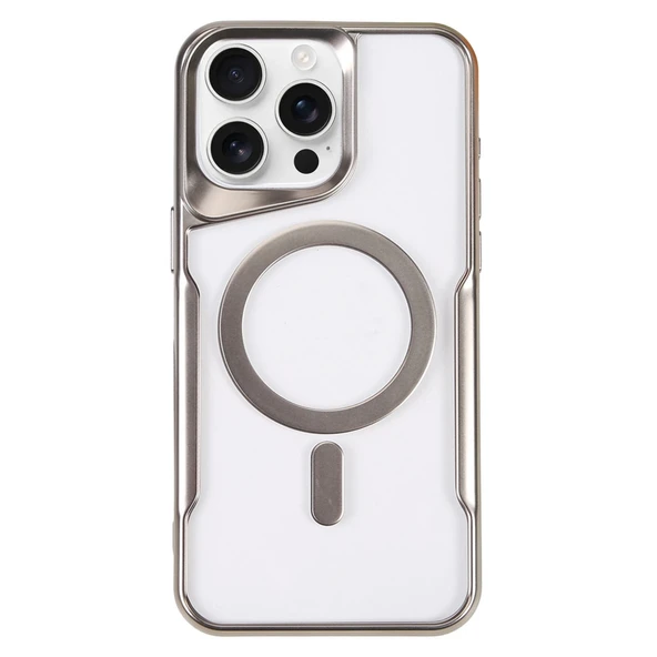 iPhone 16 Pro Uyumlu Kılıf Boyi Magsafe Silikon Kapak - Gümüş ürün görseli 1