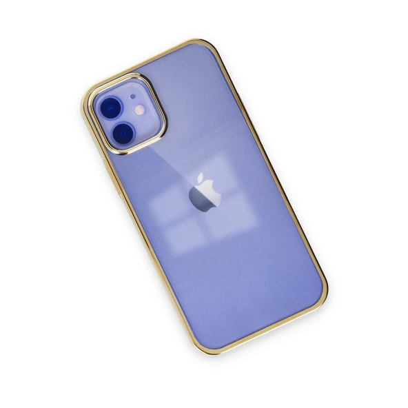 iPhone 12 Uyumlu Kılıf Element Silikon - Gold - Resim 3