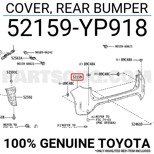 Toyota Yaris Cross 2022-2024 Arka Üst Tampon Siyah Sensör Delikli (Tyg) (Oem No:52159Yp918) ürün görseli 1