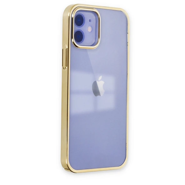 iPhone 12 Uyumlu Kılıf Element Silikon - Gold - Resim 2