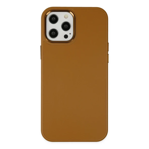iPhone 12 Uyumlu Pro Max Kılıf Asya Deri Silikon - Kahverengi ürün görseli 1