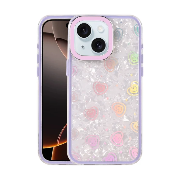 iPhone 15 Uyumlu Lumi Desenli Kapak - Mor ürün görseli 1