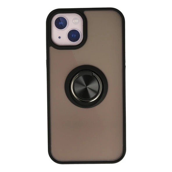 iPhone 15 Uyumlu Kılıf Montreal Yüzüklü Silikon Kapak - Siyah ürün görseli 1