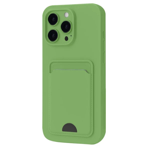 iPhone 16 Pro Uyumlu Kılıf Kelvin Kartvizitli Silikon - Açık Yeşil ürün görseli 1
