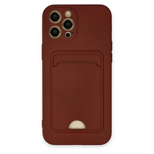 iPhone 12 Uyumlu Pro Max Kılıf Kelvin Kartvizitli Silikon - Bordo ürün görseli 1