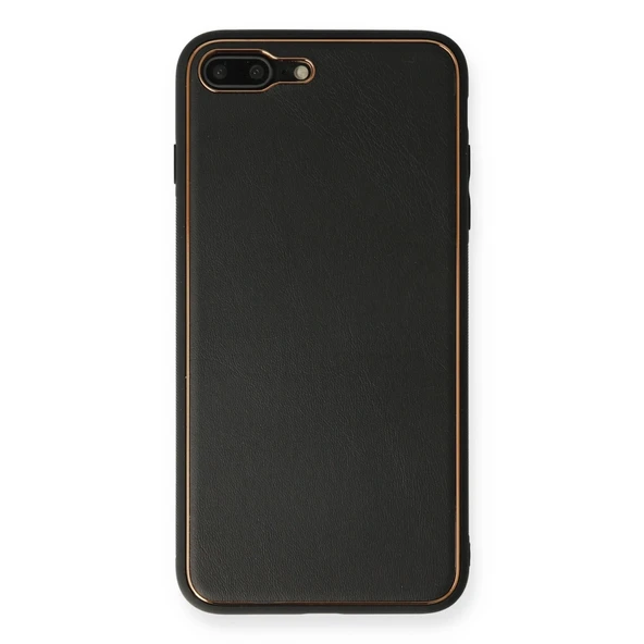 iPhone 7 Plus Uyumlu Kılıf Coco Deri Silikon Kapak - Siyah ürün görseli 1