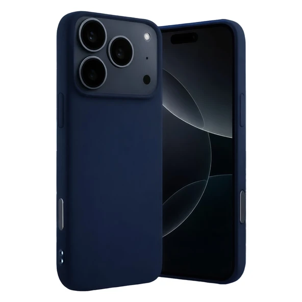 iPhone 17 Pro Max Uyumlu Nano İçi Kadife Silikon - Lacivert ürün görseli 1