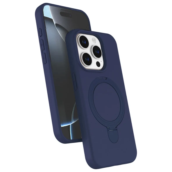 iPhone 14 Uyumlu Pro Max Regal Magsafe Standlı Kapak - Lacivert ürün görseli 1