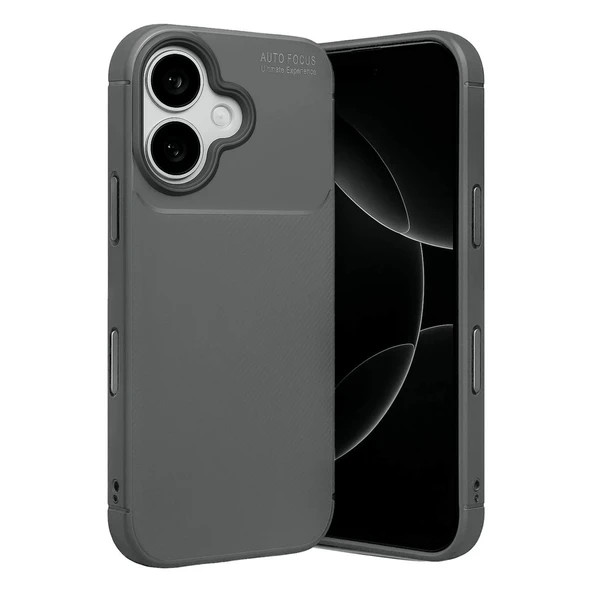 iPhone 17 Uyumlu Auto Focus Karbon Kapak - Gri ürün görseli 1