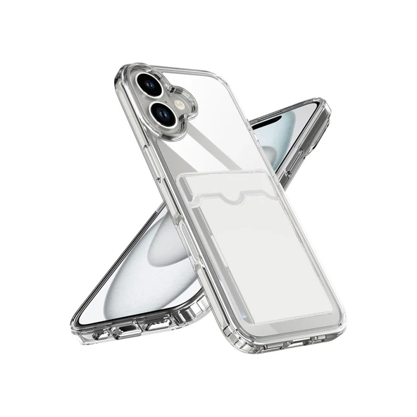 iPhone 17 Uyumlu Kart Şeffaf Silikon - Şeffaf - Resim 3
