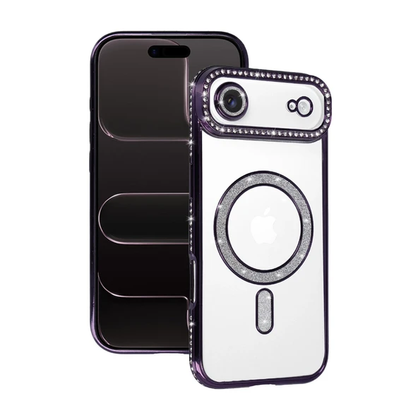 iPhone 17 Uyumlu Air Joke Simli Magneticsafe Kılıf - Derin Mor ürün görseli 1