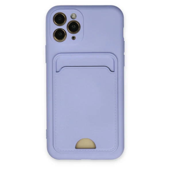 iPhone 11 Uyumlu Pro Kılıf Kelvin Kartvizitli Silikon - Lila ürün görseli 1