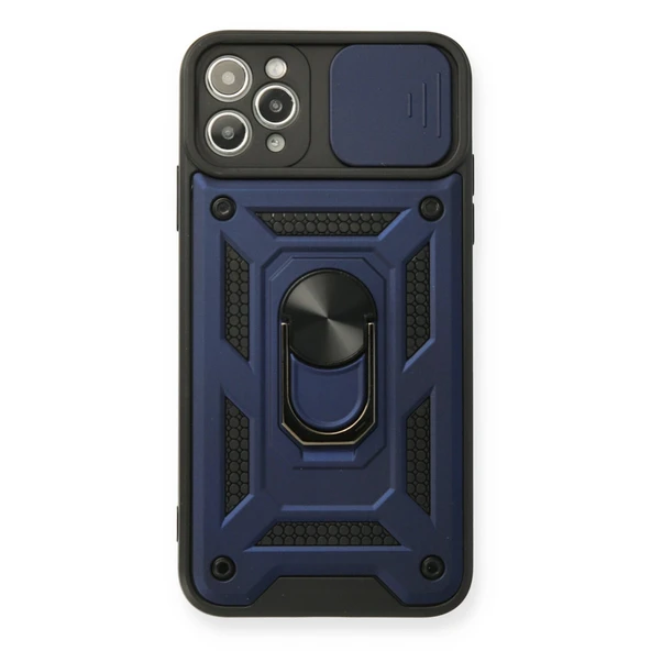 iPhone 11 Uyumlu Pro Max Kılıf Pars Lens Yüzüklü Silikon - Lacivert ürün görseli 1