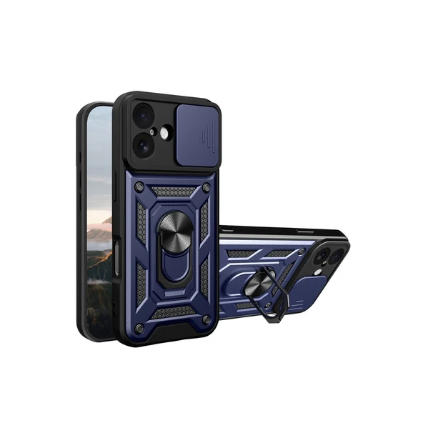 iPhone 17 Uyumlu Pars Lens Yüzüklü Silikon - Lacivert ürün görseli 1