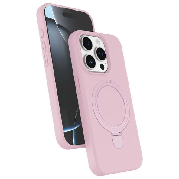 iPhone 14 Uyumlu Pro Max Regal Magsafe Standlı Kapak - Açık Pembe ürün görseli 1