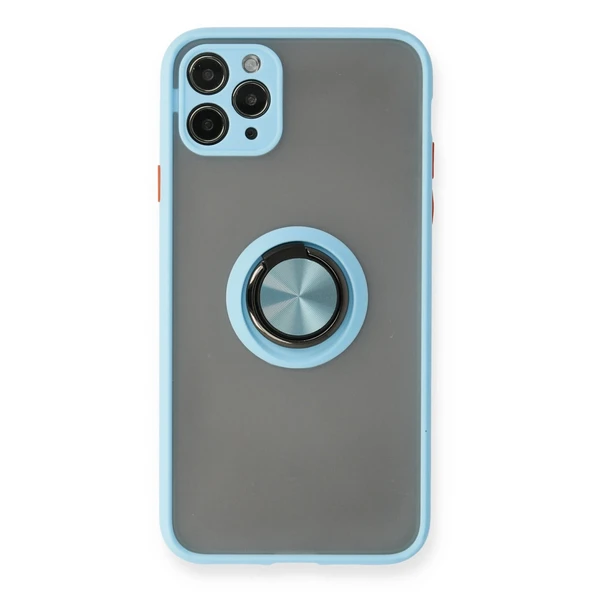 iPhone 11 Uyumlu Pro Kılıf Montreal Yüzüklü Silikon Kapak - Buz Mavi ürün görseli 1