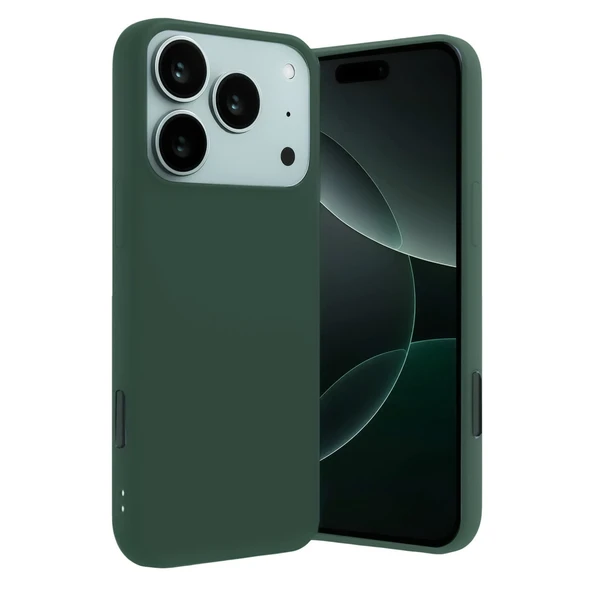 iPhone 17 Pro Uyumlu Nano İçi Kadife Silikon - Koyu Yeşil ürün görseli 1