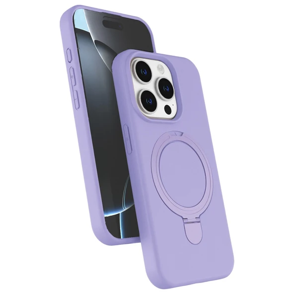 iPhone 15 Uyumlu Pro Max Regal Magsafe Standlı Kapak - Lila ürün görseli 1