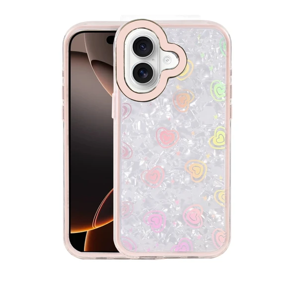 iPhone 16 Uyumlu Lumi Desenli Kapak - Pembe ürün görseli 1