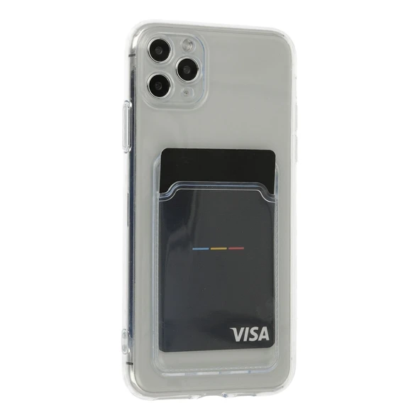 iPhone 11 Uyumlu Pro Max Kılıf Kart Şeffaf Silikon - Şeffaf ürün görseli 1