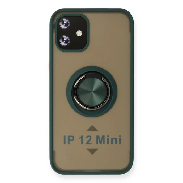 iPhone 12 Uyumlu Kılıf Montreal Yüzüklü Silikon Kapak - Yeşil ürün görseli 1