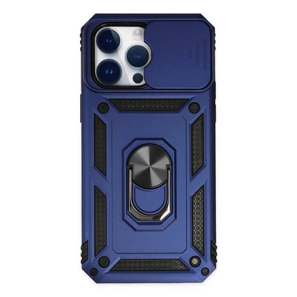 iPhone 14 Uyumlu Pro Kılıf Pars Lens Yüzüklü Silikon - Lacivert ürün görseli 1