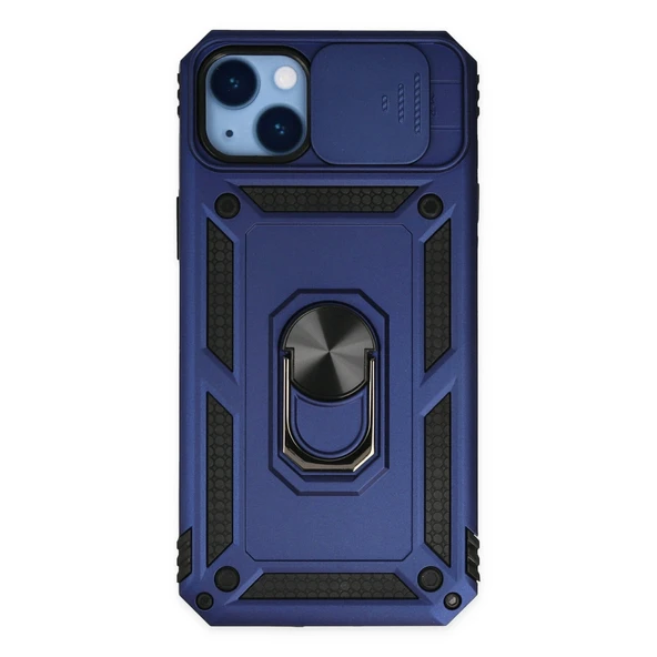 iPhone 14 Uyumlu Plus Kılıf Pars Lens Yüzüklü Silikon - Lacivert ürün görseli 1