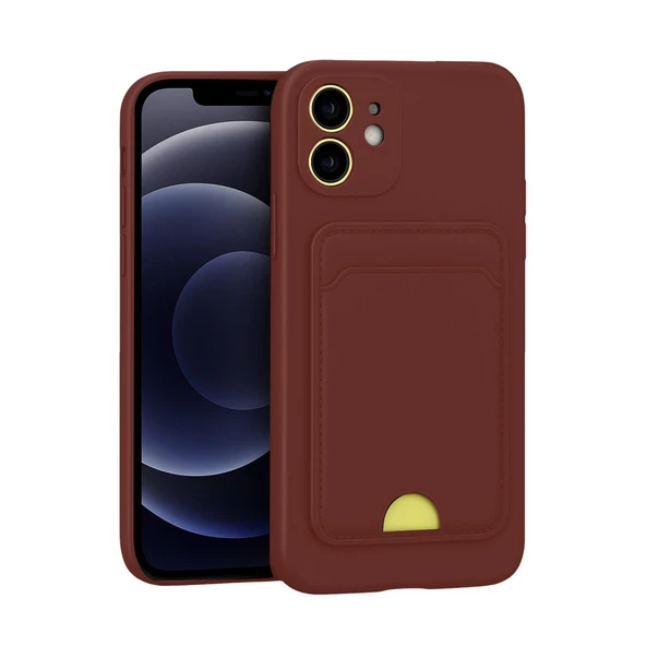 iPhone 11 Uyumlu Kılıf Kelvin Kartvizitli Silikon - Bordo ürün görseli 1