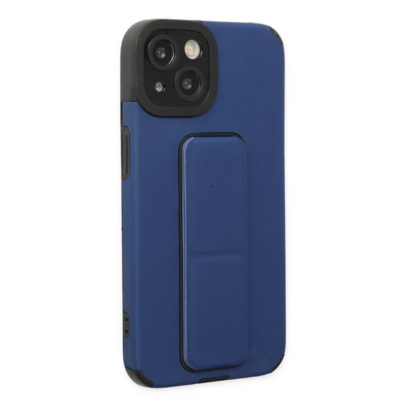 iPhone 14 Uyumlu Plus Kılıf Mega Standlı Silikon - Mavi - Resim 2
