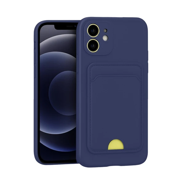 iPhone 11 Uyumlu Kılıf Kelvin Kartvizitli Silikon - Lacivert ürün görseli 1