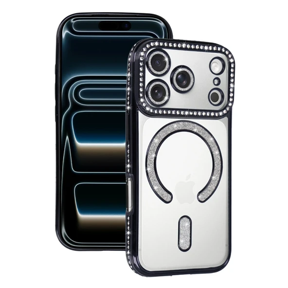 iPhone 17 Pro Uyumlu Joke Simli Magneticsafe Kılıf - Siyah ürün görseli 1