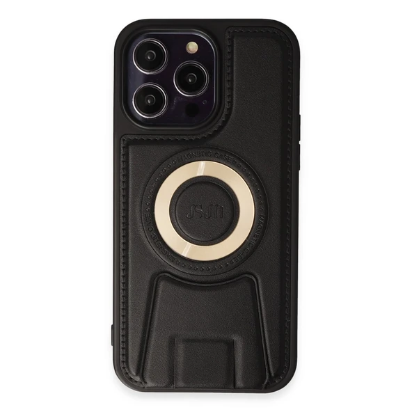 iPhone 14 Uyumlu Pro Kılıf Merkür Magneticsafe Standlı Kapak - Siyah ürün görseli 1
