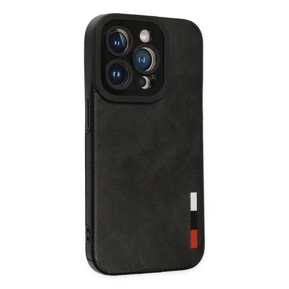 iPhone 14 Uyumlu Pro Kılıf Loop Deri Silikon - Siyah - Resim 2