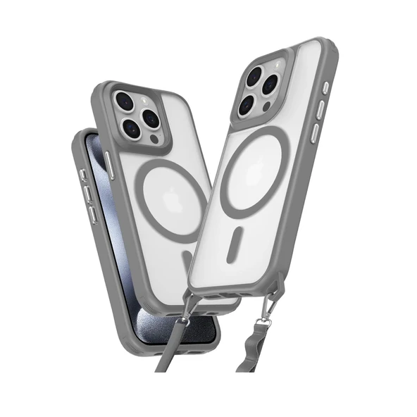 iPhone 14 Uyumlu Pro Max Kılıf Enka Magsafe Silikon Kılıf - Titan Gri ürün görseli 1