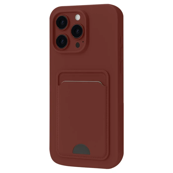 iPhone 16 Pro Max Uyumlu Kılıf Kelvin Kartvizitli Silikon - Bordo ürün görseli 1