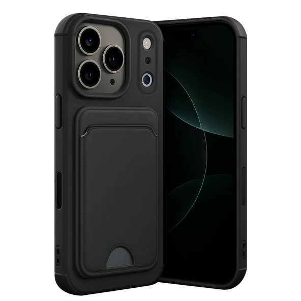 iPhone 17 Pro Uyumlu Kelvin Kartvizitli Silikon - Siyah ürün görseli 1