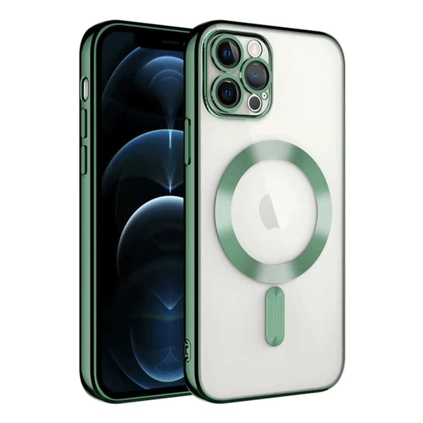 iPhone 14 Uyumlu Pro Max Kılıf Kross Magneticsafe Kapak - Koyu Yeşil ürün görseli 1