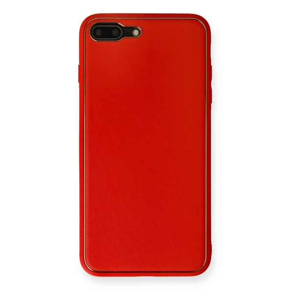 iPhone 7 Plus Uyumlu Kılıf Coco Deri Silikon Kapak - Kırmızı ürün görseli 1