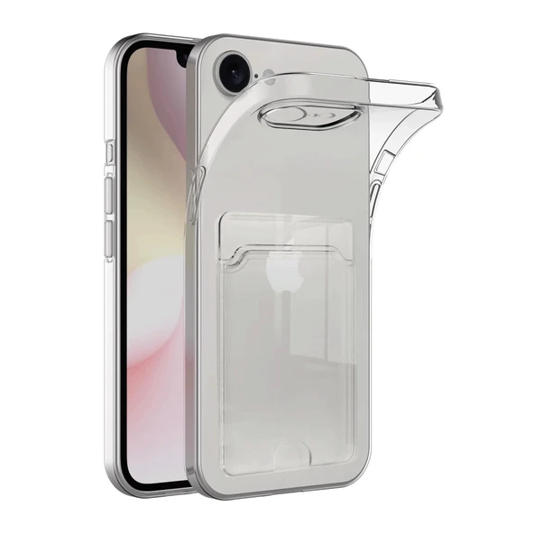 iPhone 16E Uyumlu Kılıf Kart Şeffaf Silikon - Şeffaf ürün görseli 1