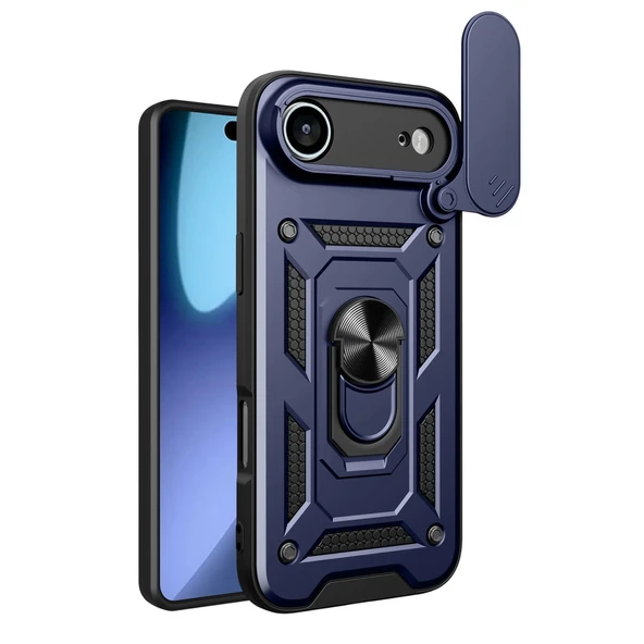 iPhone 17 Uyumlu Air Pars Lens Yüzüklü Silikon - Lacivert ürün görseli 1