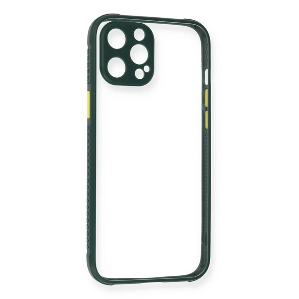 iPhone 12 Uyumlu Pro Kılıf Miami Şeffaf Silikon - Koyu Yeşil ürün görseli 1