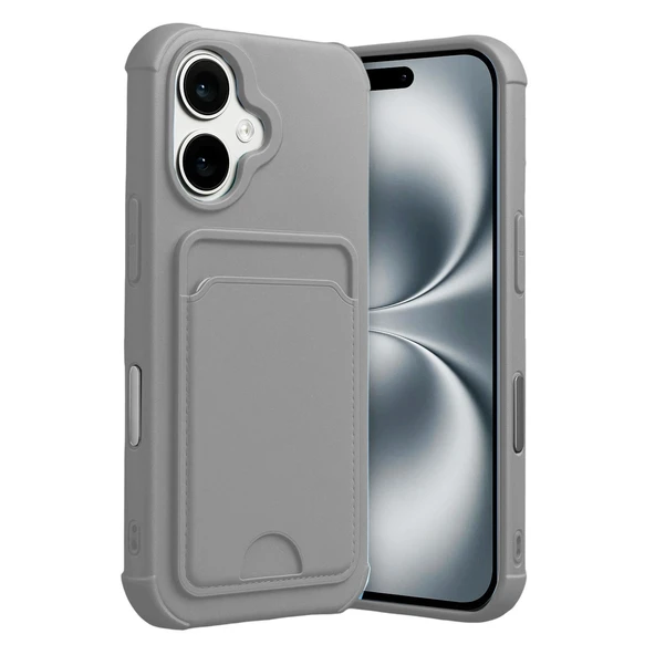iPhone 17 Uyumlu Kelvin Kartvizitli Silikon - Gri ürün görseli 1