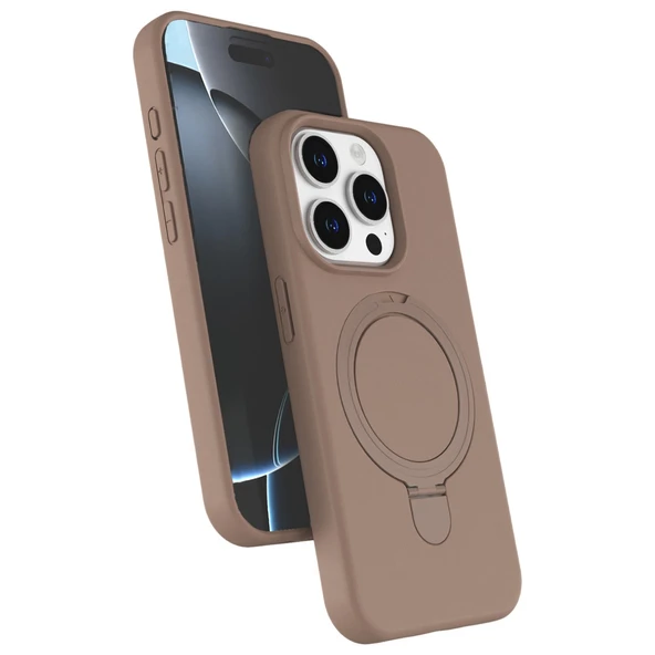 iPhone 15 Uyumlu Pro Max Regal Magsafe Standlı Kapak - Çöl Titanyum ürün görseli 1