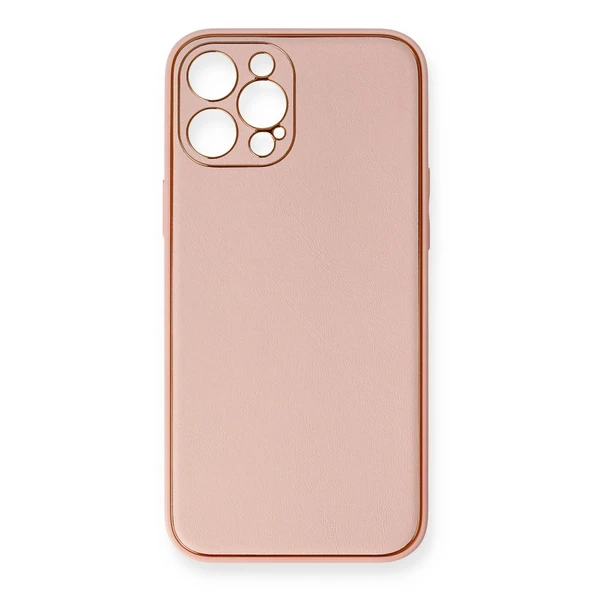 iPhone 12 Pro Max Uyumlu Kılıf Coco Deri Silikon Kapak - Pembe ürün görseli 1