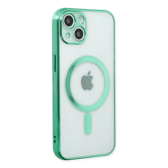 iPhone 14 Uyumlu Plus Kılıf Magneticsafe Lazer Silikon - Haki Yeşil ürün görseli 1