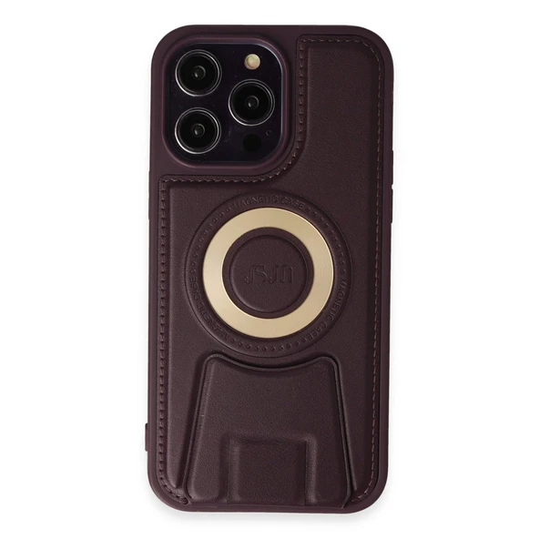 iPhone 14 Uyumlu Pro Kılıf Merkür Magneticsafe Standlı Kapak - Derin Mor ürün görseli 1